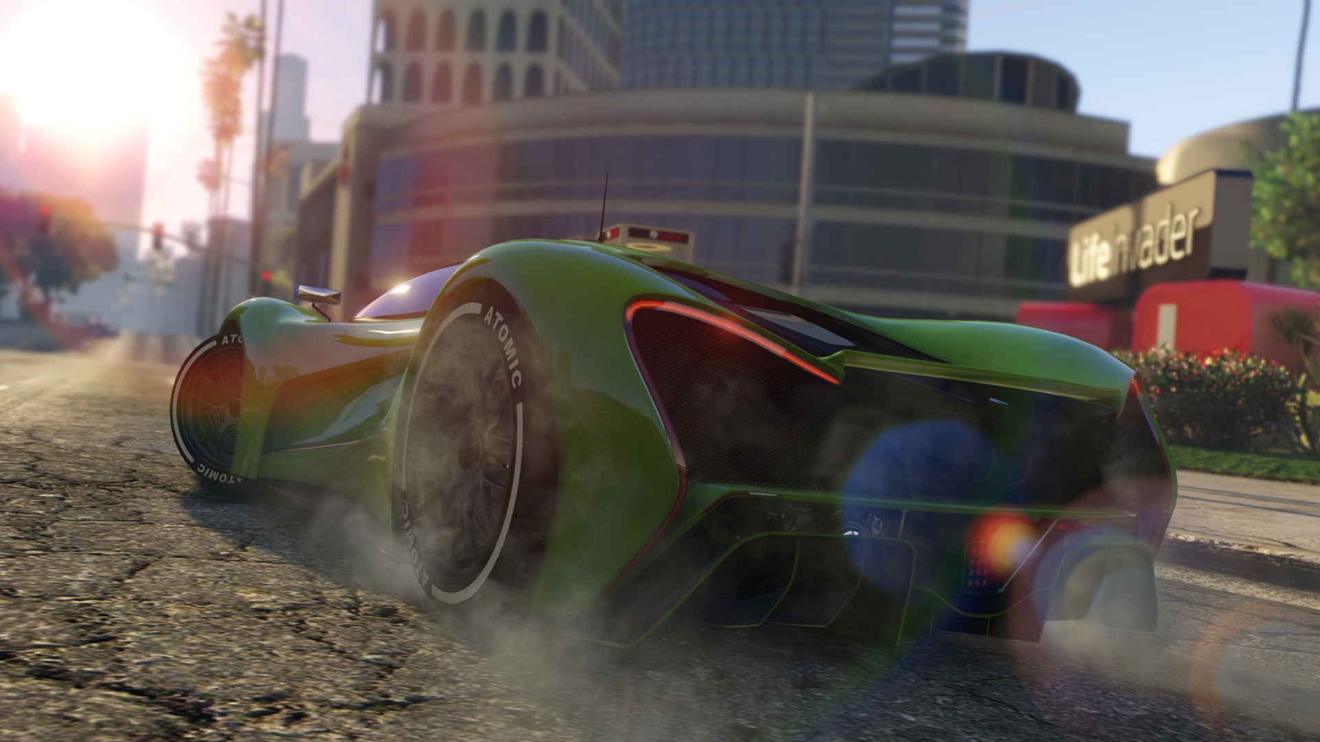 Supercar burnout in downtown Los Santos — street racing on a free FiveM server