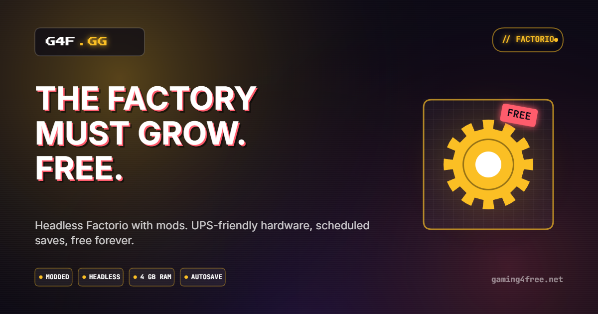 Free Factorio Server Hosting | Multiplayer Factory | No Cost