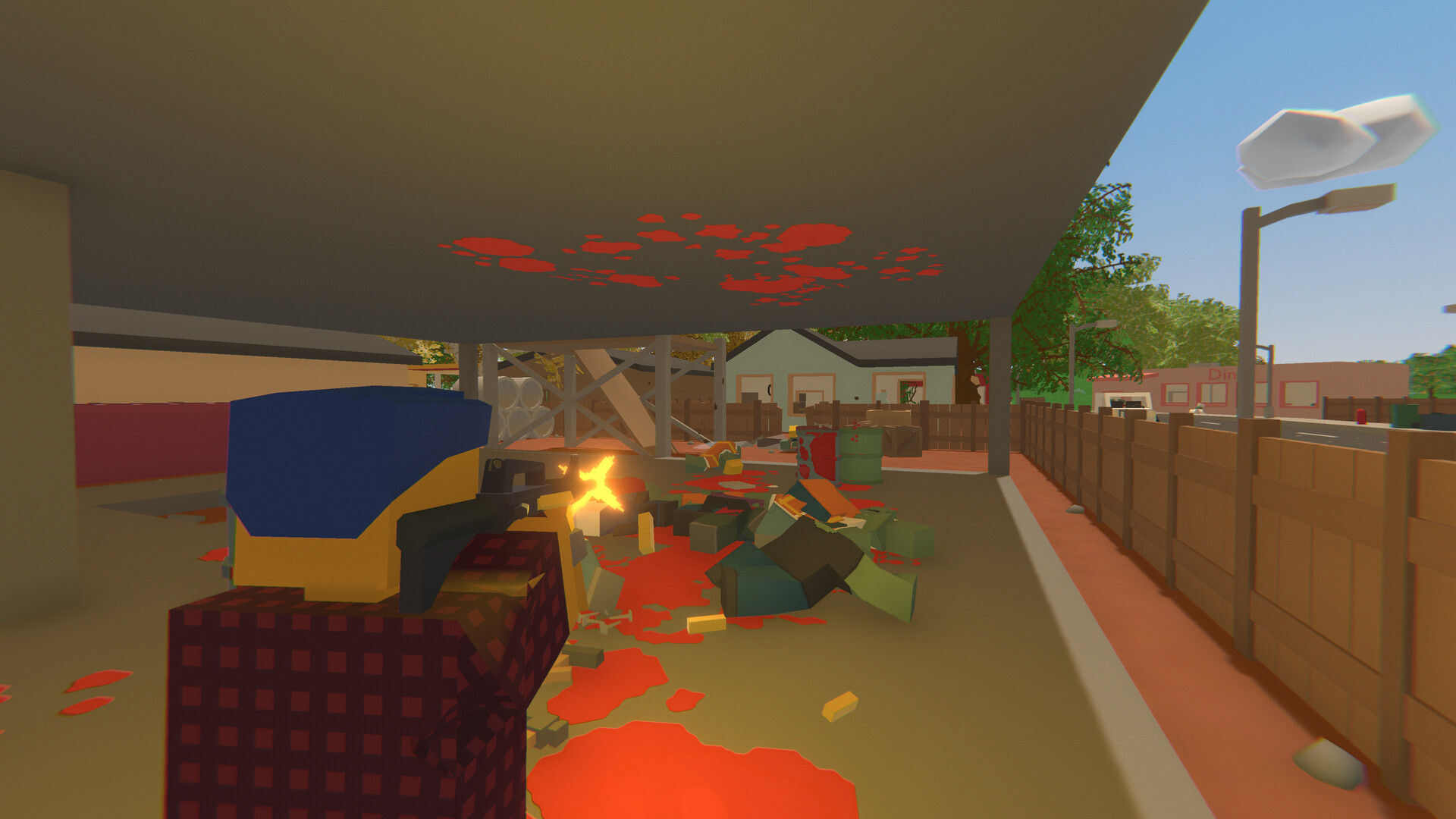 First-person zombie horde fight in Unturned — survival combat on a free Unturned server